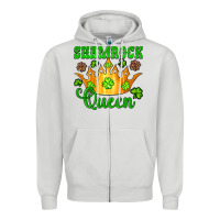 Dove Grey shamrock queen crown leopard glitter Zipper Hoodie - Artiststas