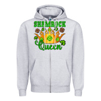 Shamrock Queen Crown Leopard Glitter Zipper Hoodie | Teevron