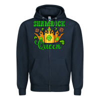 Navy shamrock queen crown leopard glitter Zipper Hoodie - Artiststas