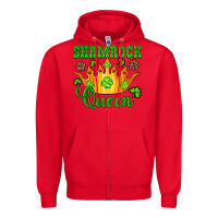 Red shamrock queen crown leopard glitter Zipper Hoodie - Artiststas