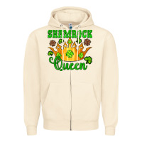 Sandshell shamrock queen crown leopard glitter Zipper Hoodie - Artiststas