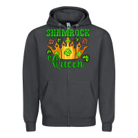 Smoke shamrock queen crown leopard glitter Zipper Hoodie - Artiststas