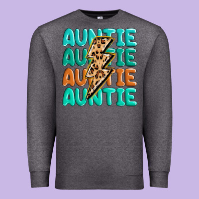 Auntıe With Lightning Bolt Premium Sweatshirt Designed By Maliassmallbusiness