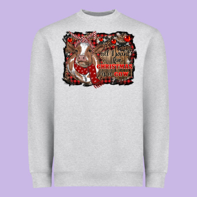 All I Want For Christmas Is A Cow Cowhide Heavyweight Sweatshirt Designed By Ranaportraitstore