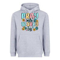 Heather Grey pray more worry less Heavyweight Hoodie - MaliasSmallBusiness