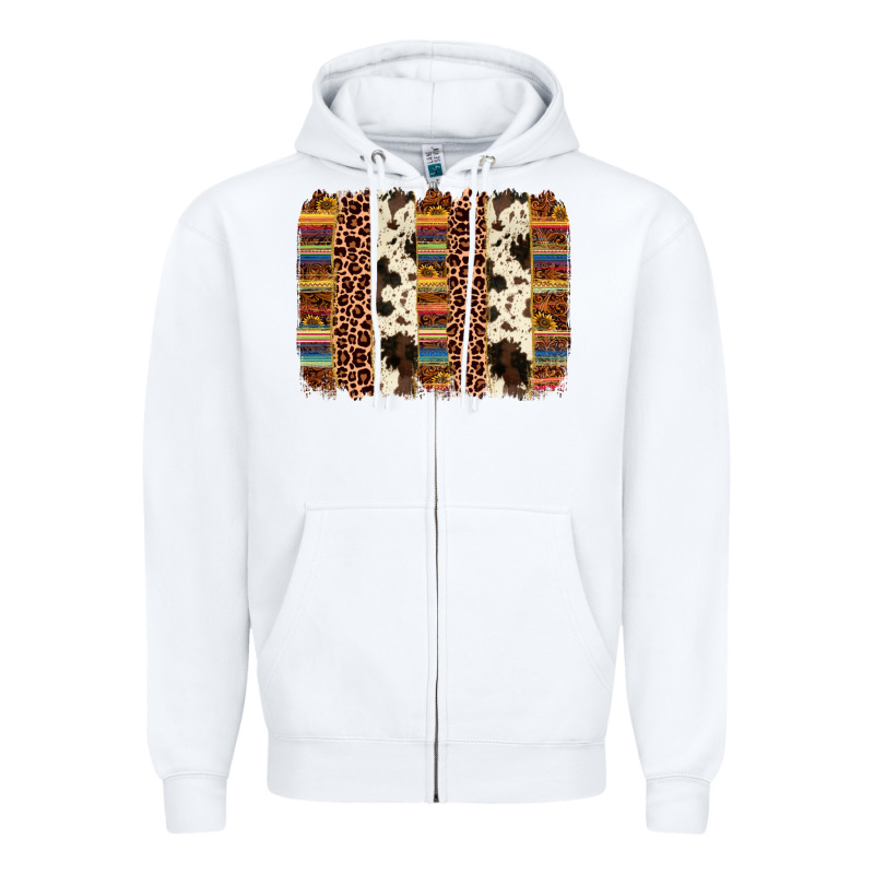 Serape Sunflower Cowhide Leopard Brushstroke Zipper Hoodie by AdoDesignShop | Teevron