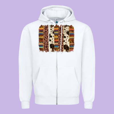 Serape Sunflower Cowhide Leopard Brushstroke Zipper Hoodie Designed By Adodesignshop