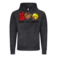 Vintage Black peace love softball Vintage Hoodie - Zillion Design Studio