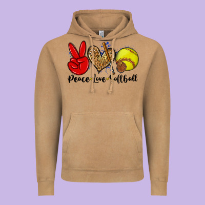 Peace Love Softball Vintage Hoodie Designed By Zillion Design Studio