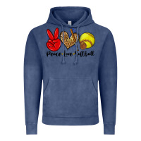 Vintage Denim peace love softball Vintage Hoodie - Zillion Design Studio