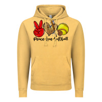 Vintage Mustard peace love softball Vintage Hoodie - Zillion Design Studio