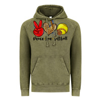 Vintage Olive peace love softball Vintage Hoodie - Zillion Design Studio