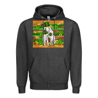 Charcoal Heather st patricks goat family shamrock gold serape leopard glitter wooden tu Zipper Hoodie - Artiststas