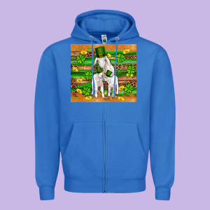 St Patricks Goat Family Shamrock Gold Serape Leopard Glitter Wooden Tu Zipper Hoodie Designed By Artiststas