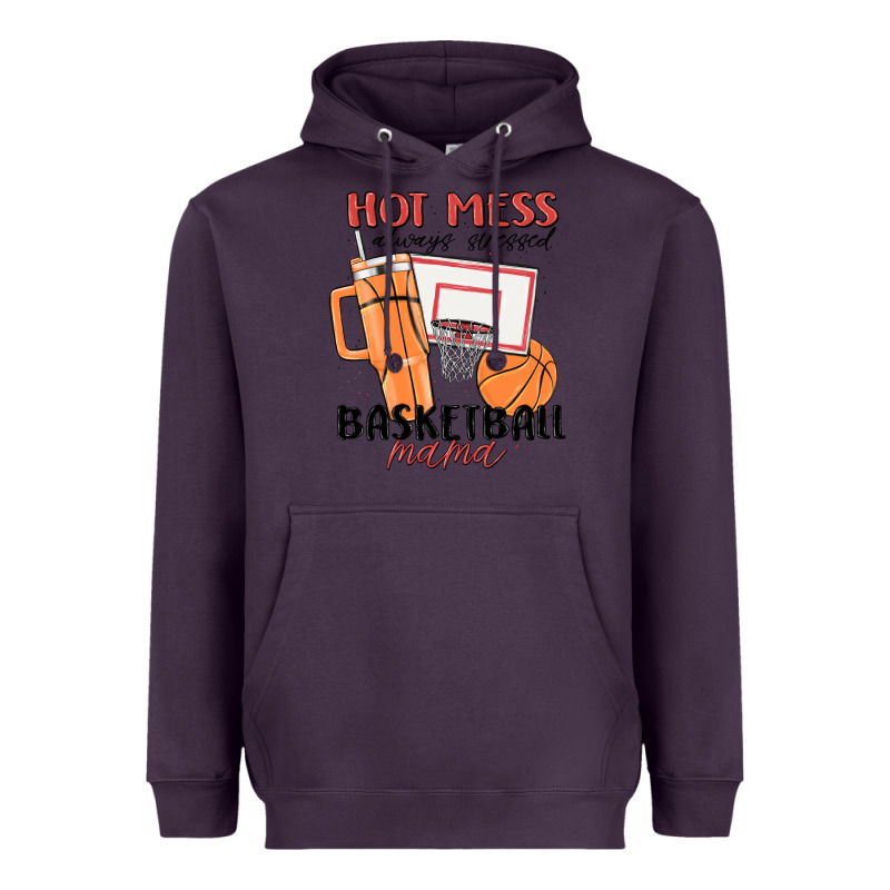 Hot Mess Always Stressed Basketball Mama Heavyweight Hoodie by MaliasSmallBusiness | Teevron