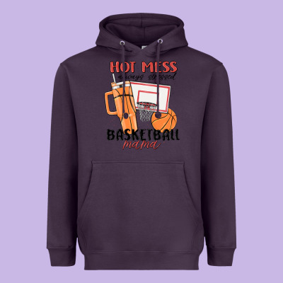 Hot Mess Always Stressed Basketball Mama Heavyweight Hoodie Designed By Maliassmallbusiness