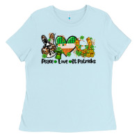 Baby Blue peace love st patricks Ladies Tee - AdoDesignShop