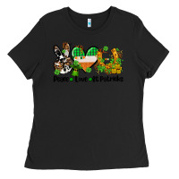 Black peace love st patricks Ladies Tee - AdoDesignShop