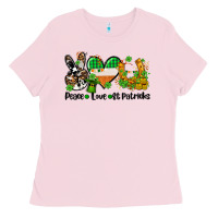 Bubblegum Pink peace love st patricks Ladies Tee - AdoDesignShop
