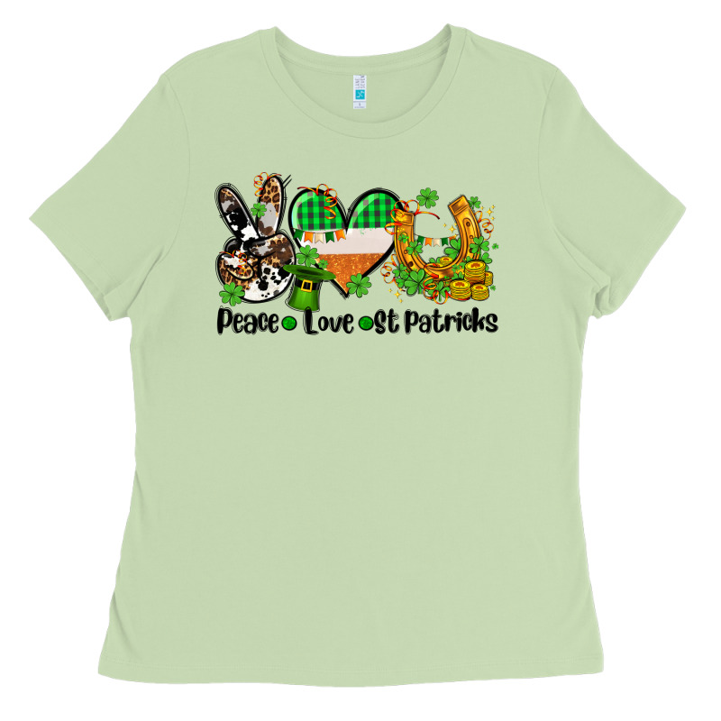 Peace Love St Patricks Ladies Tee by AdoDesignShop | Teevron