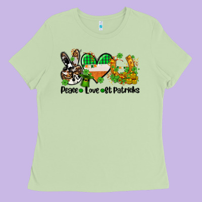 Peace Love St Patricks Ladies Tee Designed By Adodesignshop