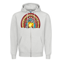 Dove Grey softball rainbow Zipper Hoodie - Artiststas
