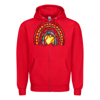 Red softball rainbow Zipper Hoodie - Artiststas