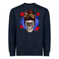 Navy American mom skull Heavyweight Sweatshirt - Zillion Design Studio