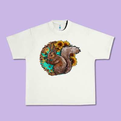 Western Squirrel With Sunflowers Urban Heavy Tee Designed By Cowhidedigitalart
