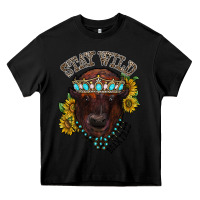 Black turquoise bison Heavy Core Tee - RacoonDesign