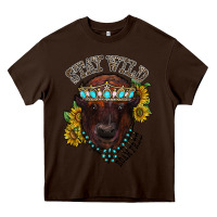 Chocolate Brown turquoise bison Heavy Core Tee - RacoonDesign