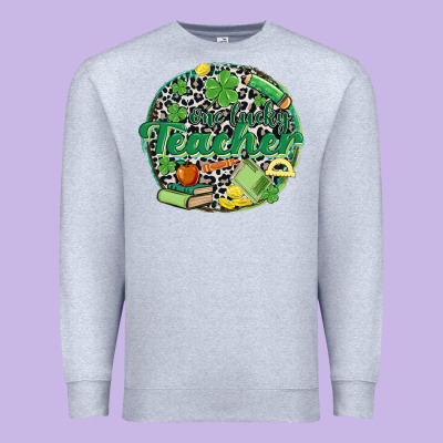 One Lucky Teacher Premium Sweatshirt Designed By Maliassmallbusiness