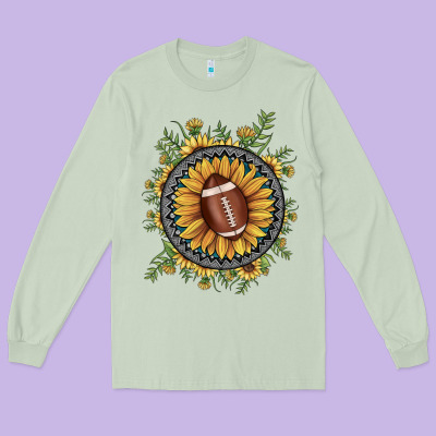 Football Gemstone Sunflower Long Sleeve Tee Designed By Jahusdesignshop