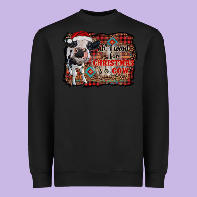 All I Want For Christmas Is A Cow Aztec Heavyweight Sweatshirt Designed By Ranaportraitstore