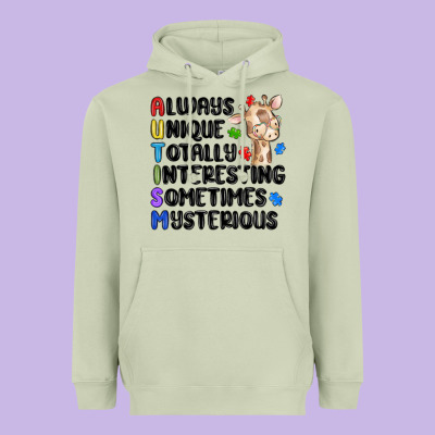 Always Unique Autism Heavyweight Hoodie Designed By Maliassmallbusiness
