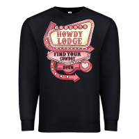 Black cupids howdy lodge find your cowboy open Premium Sweatshirt - MaliasSmallBusiness