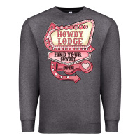 Charcoal Heather cupids howdy lodge find your cowboy open Premium Sweatshirt - MaliasSmallBusiness