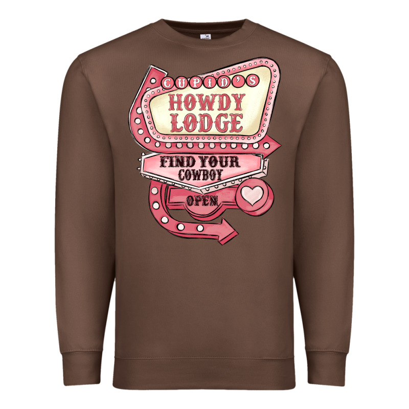 Cupids Howdy Lodge Find Your Cowboy Open Premium Sweatshirt by MaliasSmallBusiness | Teevron