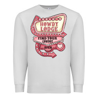 Dove Grey cupids howdy lodge find your cowboy open Premium Sweatshirt - MaliasSmallBusiness