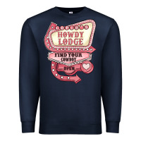 Navy cupids howdy lodge find your cowboy open Premium Sweatshirt - MaliasSmallBusiness