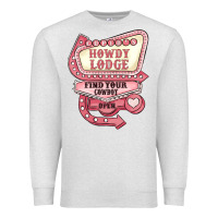 Oatmeal Heather cupids howdy lodge find your cowboy open Premium Sweatshirt - MaliasSmallBusiness