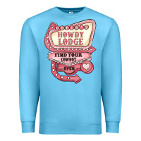 Ocean Blue cupids howdy lodge find your cowboy open Premium Sweatshirt - MaliasSmallBusiness