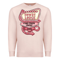 Pale Pink cupids howdy lodge find your cowboy open Premium Sweatshirt - MaliasSmallBusiness