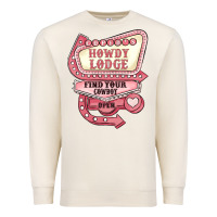 Sandshell cupids howdy lodge find your cowboy open Premium Sweatshirt - MaliasSmallBusiness