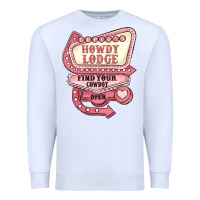 White cupids howdy lodge find your cowboy open Premium Sweatshirt - MaliasSmallBusiness