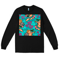 Black valentines day cupid and neon heart seamless pattern Long Sleeve Tee - BundleAndBundleShop