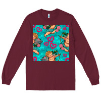 Burgundy valentines day cupid and neon heart seamless pattern Long Sleeve Tee - BundleAndBundleShop