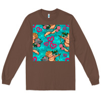 Chestnut valentines day cupid and neon heart seamless pattern Long Sleeve Tee - BundleAndBundleShop