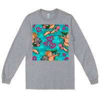 Heather Grey valentines day cupid and neon heart seamless pattern Long Sleeve Tee - BundleAndBundleShop