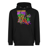 Black mardi gras louisiana map Heavyweight Hoodie - MaliasSmallBusiness